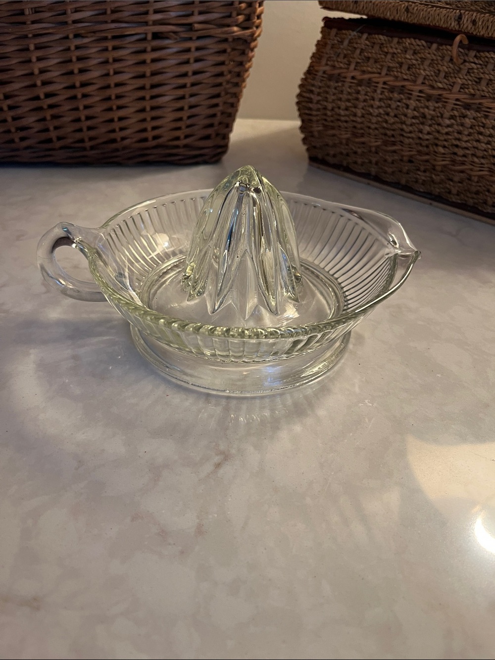 Vintage glass juicer with D ring holder
